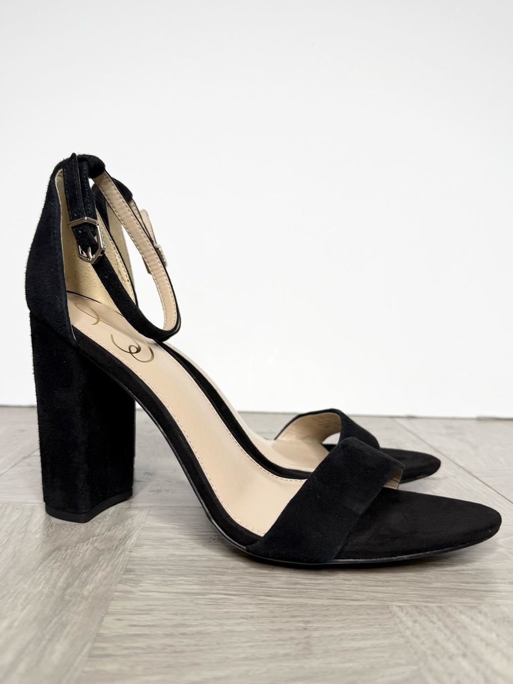 Sam Edelman Yaro Black Suede Heeled Sandal 9 1/2 M